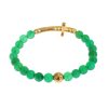 NIALAYA Green Jade Bead Bracelet with CZ Diamond Cross Women – XS