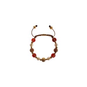 Authentic NIALAYA Red CZ Carnelian Pearl Bracelet S Women