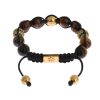 NIALAYA Multicolor CZ and Tigers Eye Gold Plated Bracelet S Women