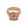 NIALAYA Pink Gold Plated Ring with Clear CZ Crystals 44 EU Women