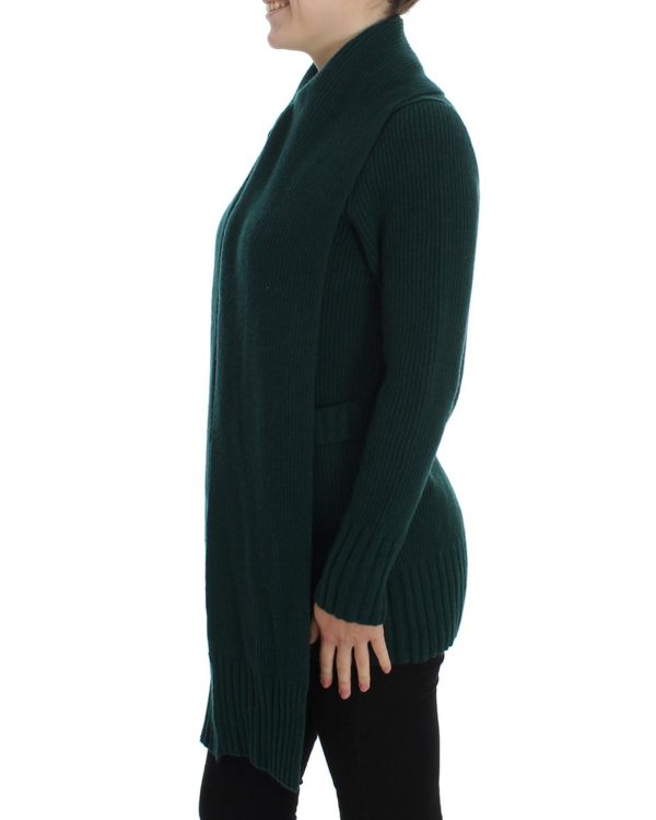 Green Cashmere Long Cardigan Sweater with Logo Details Women – 36 IT