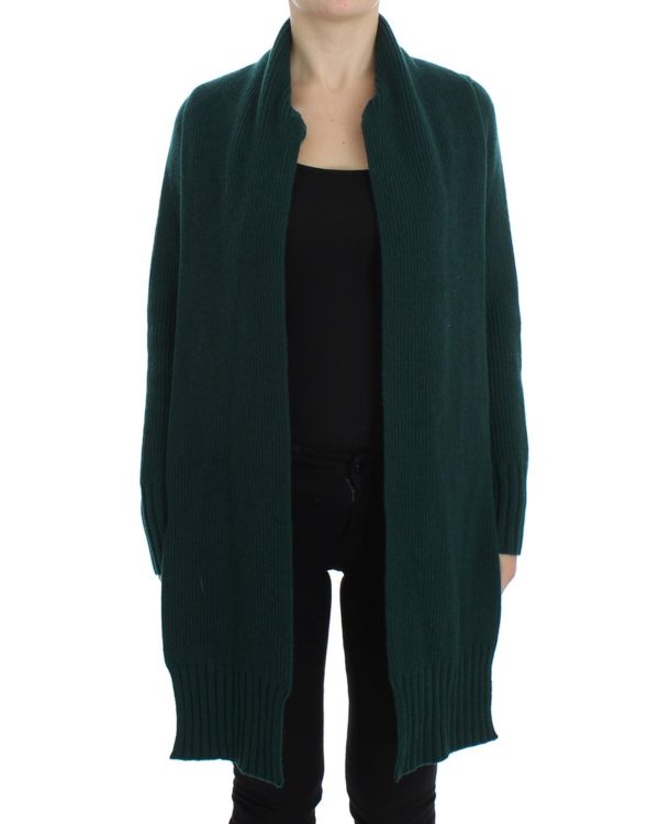 Green Cashmere Long Cardigan Sweater with Logo Details Women – 36 IT