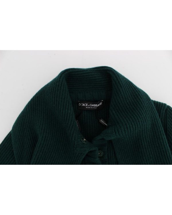 Green Cashmere Long Cardigan Sweater with Logo Details Women – 36 IT