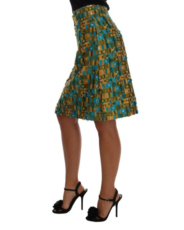 Dolce & Gabbana Green Jacquard High Waist Pencil Skirt Women – 44 IT