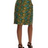 Dolce & Gabbana Green Jacquard High Waist Pencil Skirt Women – 44 IT