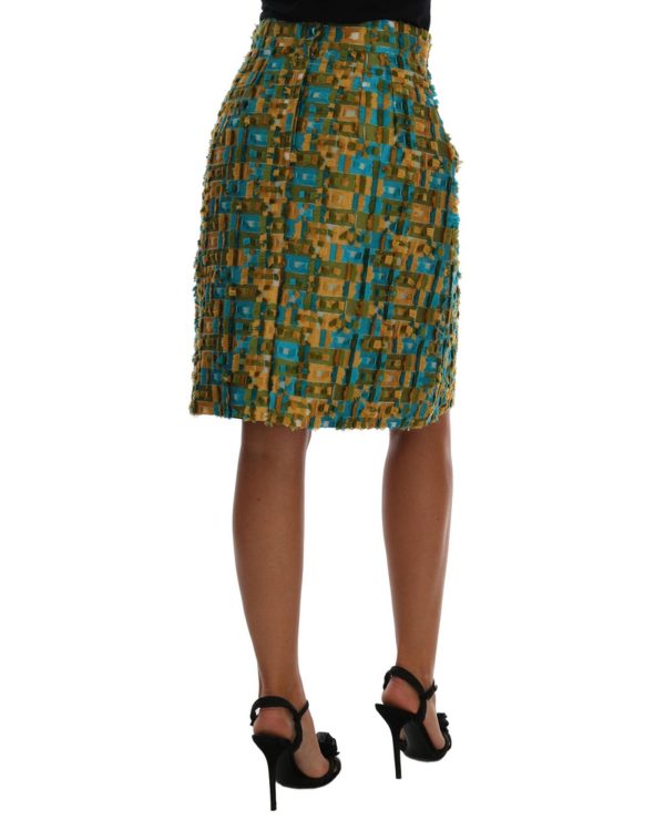 Dolce & Gabbana Green Jacquard High Waist Pencil Skirt Women – 44 IT