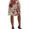 Floral Pencil Skirt with High Waist and Silk Stretch Lining 38 IT Women