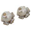 Floral Motif Dolce & Gabbana Earrings with Shimmering Crystals and Faux Pearl One Size Women