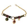 Dolce & Gabbana Charm Necklace with Multicolor Fabric and Crystal Inserts One Size Women