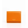 Embossed Logo Leather Flap Mini Wallet with Card Holder One Size Women