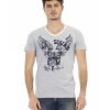 Front Print V-Neck T-Shirt – M