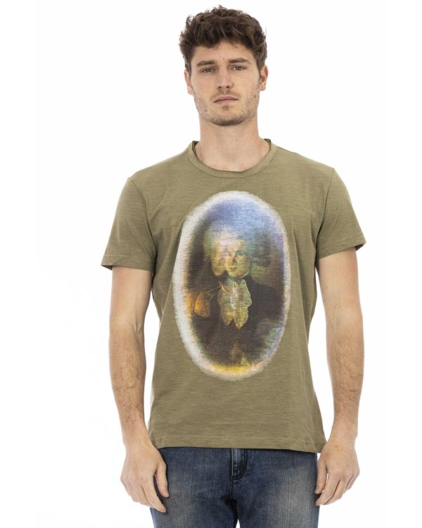 Short Sleeve T-shirt with Round Neck and Front Print M Men