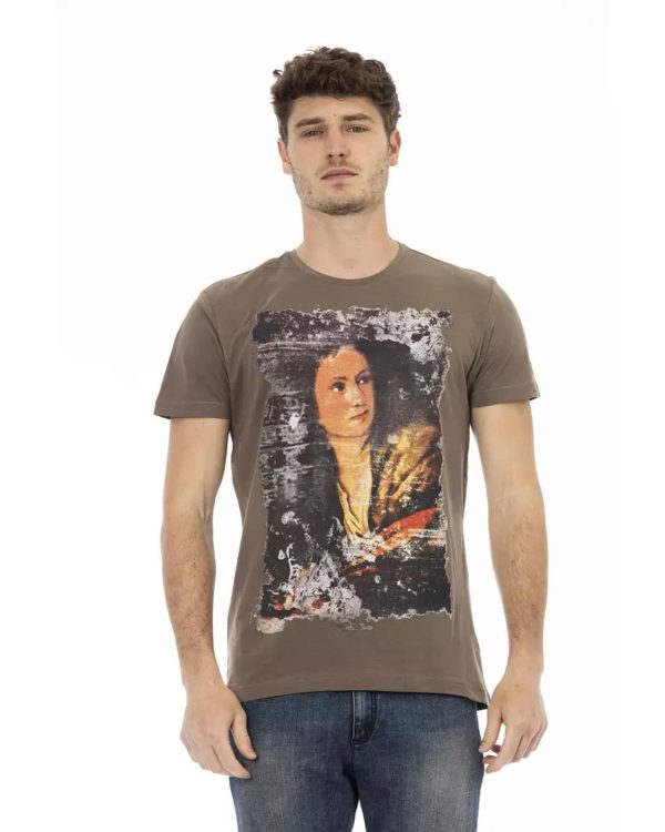 Printed Short Sleeve T-shirt with Round Neck – 3XL