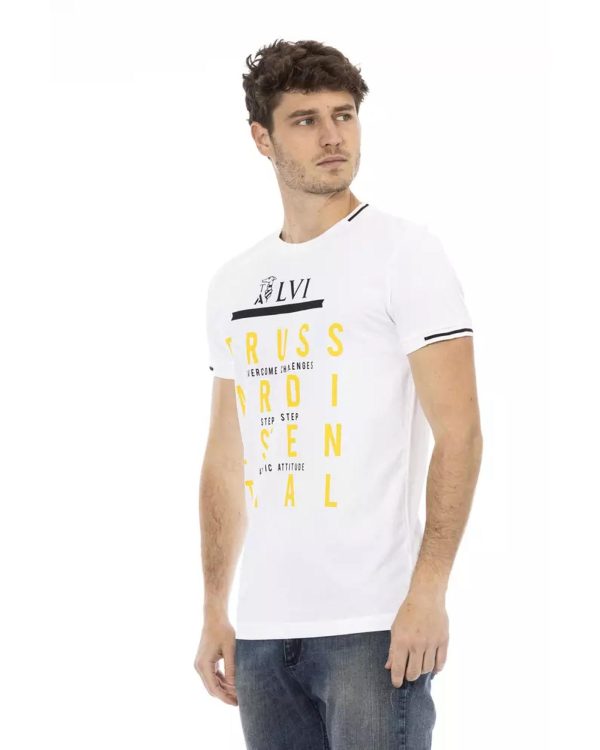 Front Print Short Sleeve T-Shirt with Round Neck – L