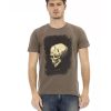 Short Sleeve Round Neck T-shirt with Front Print – 3XL