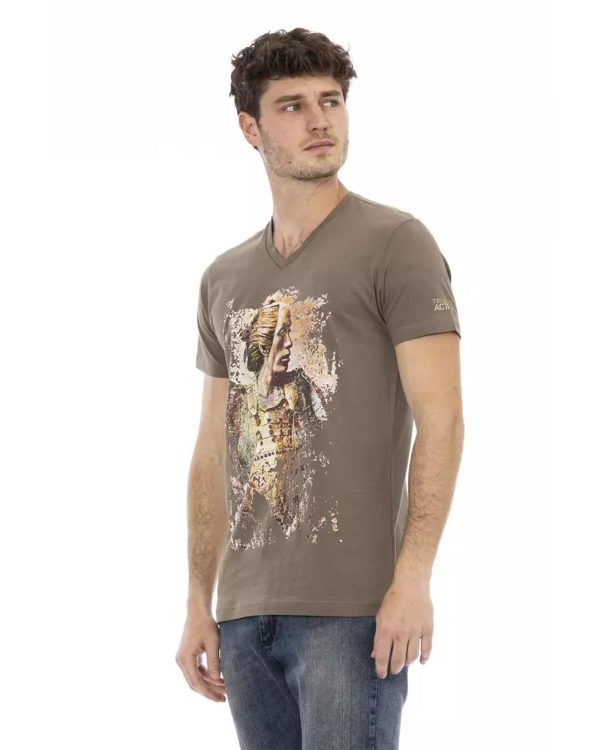 Short Sleeve V-Neck T-shirt with Front Print – 3XL