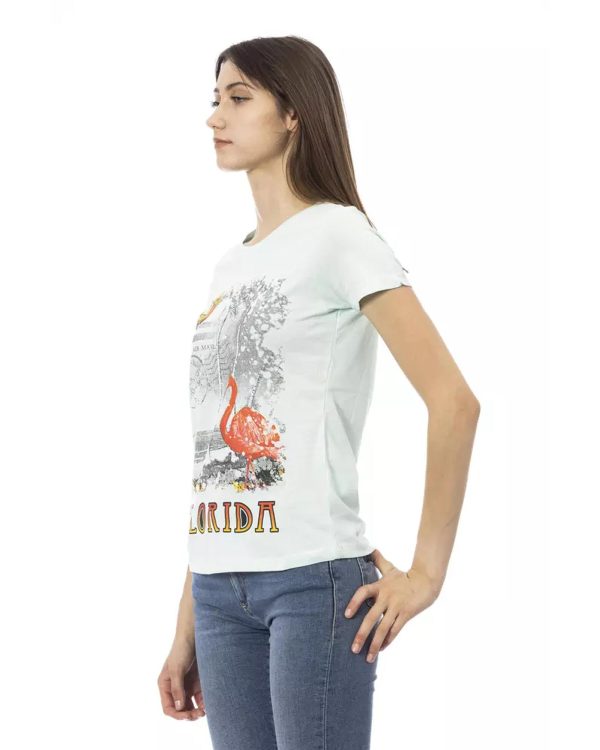 Short Sleeve T-shirt with Round Neck and Front Print – L