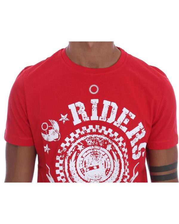 Frankie Morello Crewneck Short Sleeve T-Shirt with Riders Print Men – S