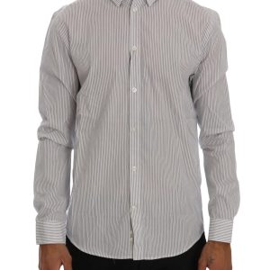 Frankie Morello Casual Shirt with Blue Stripes Men