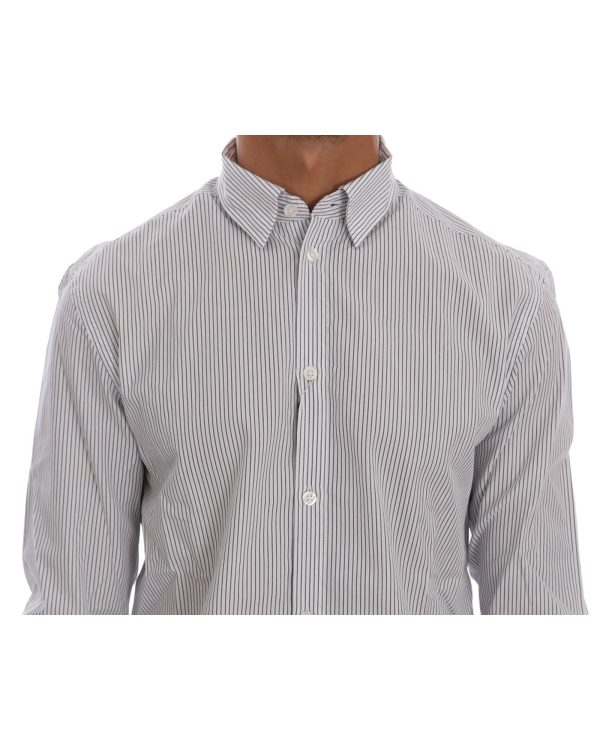 Frankie Morello Casual Shirt with Blue Stripes Men – XL