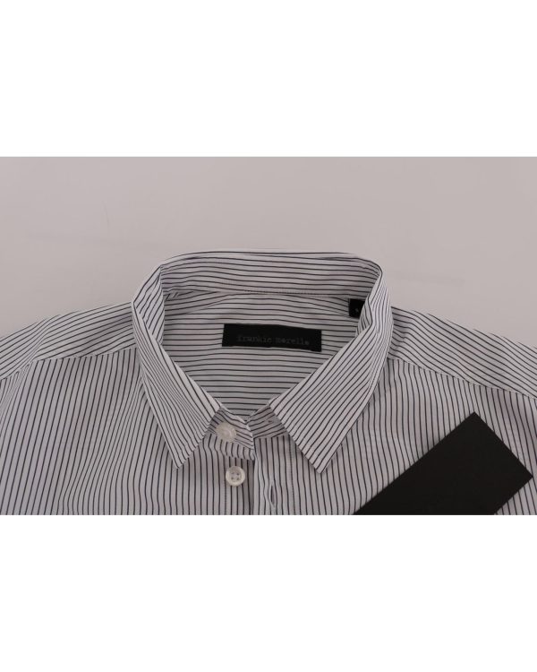 Frankie Morello Casual Shirt with Blue Stripes Men – XL