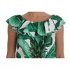 Cap Sleeve Blouse Top with Ruffled Neckline and Sequined Pineapple Embroidery Women – 36 IT