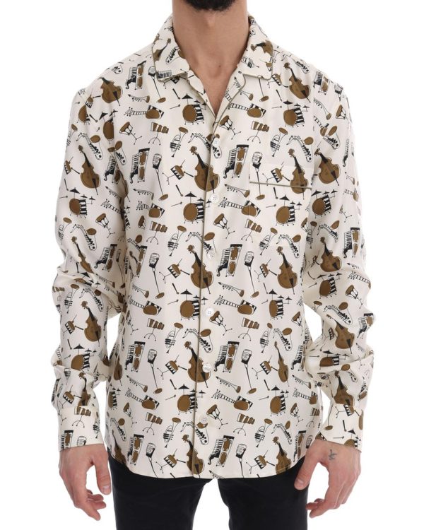 Exclusive Dolce & Gabbana Silk Jazz Motive Shirt – 40 EU