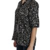 Musical Instrument Print Collared Top Women – 36 IT