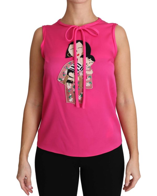 Stunning Dolce & Gabbana Family Silk Tank Top Shirt Women – 38 IT