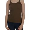 Brown Round Neck Sleeveless Spaghetti Strap Top Blouse Women – 42 IT