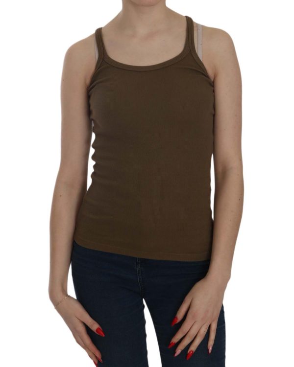 Brown Round Neck Sleeveless Spaghetti Strap Top Blouse Women – 42 IT