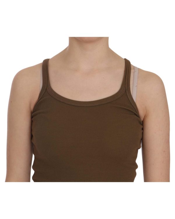 Brown Round Neck Sleeveless Spaghetti Strap Top Blouse Women – 42 IT