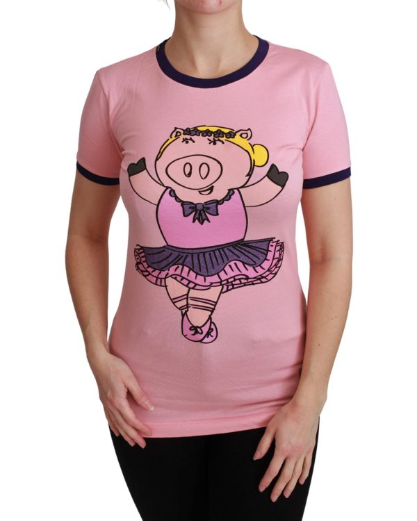 Year of the Pig 2019 Crewneck Short Sleeve T-shirt by Dolce & Gabbana Women – 36 IT