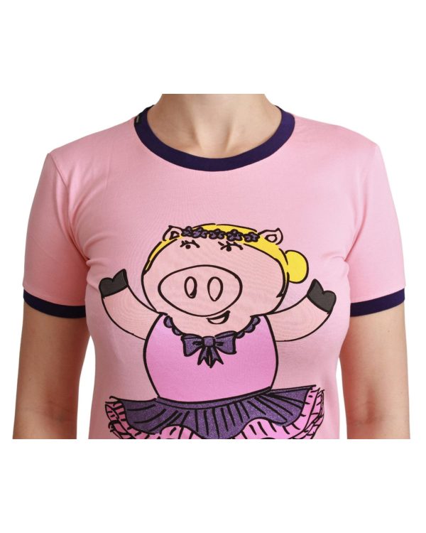 Year of the Pig 2019 Crewneck Short Sleeve T-shirt by Dolce & Gabbana Women – 36 IT