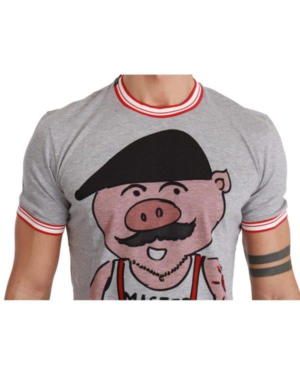 Authentic Dolce & Gabbana Roundneck T-Shirt with Year of the Pig Motive Men – 46 IT