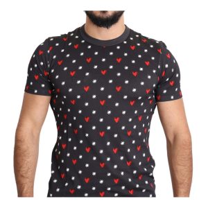 Gorgeous Dolce & Gabbana Dark Gray Hearts Print T-Shirt Men