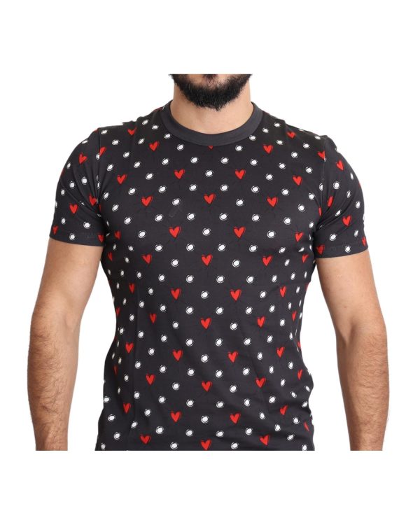 Gorgeous Dolce & Gabbana Dark Gray Hearts Print T-Shirt Men – 48 IT