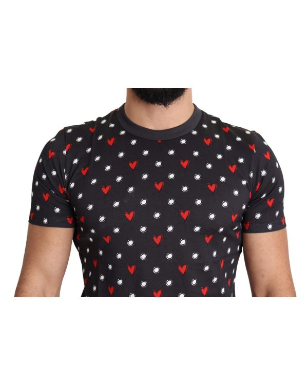 Gorgeous Dolce & Gabbana Dark Gray Hearts Print T-Shirt Men – 48 IT