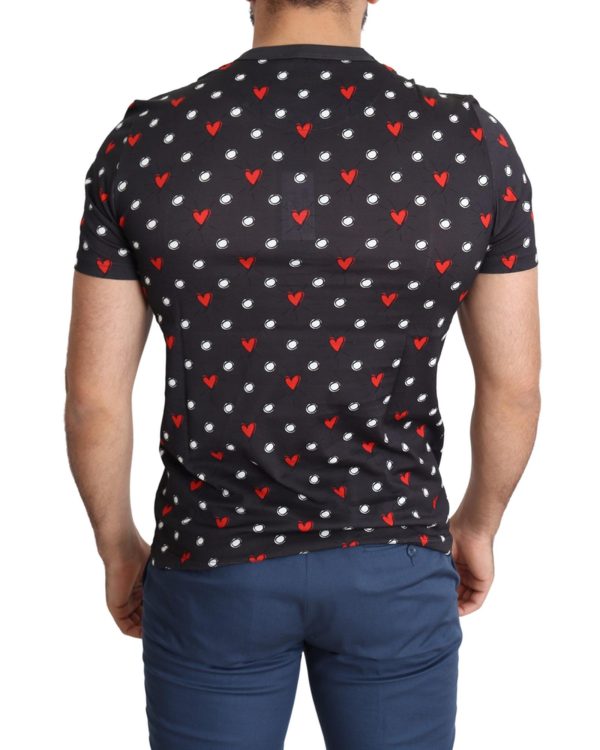 Gorgeous Dolce & Gabbana Dark Gray Hearts Print T-Shirt Men – 48 IT