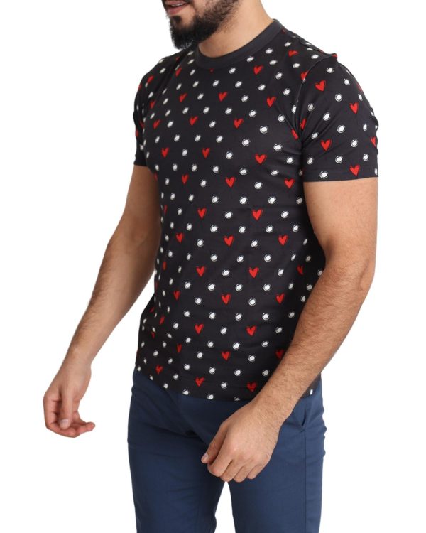 Gorgeous Dolce & Gabbana Dark Gray Hearts Print T-Shirt Men – 48 IT