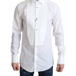 Dolce & Gabbana White Cotton Poplin Shirt with Contrasting Buttons 38 IT Men