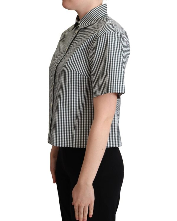 Checkered Design Collared Polo with Short Sleeves Women – 40 IT