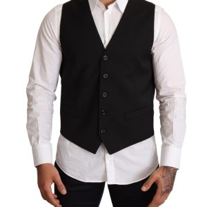 Dolce & Gabbana Black Dress Vest with Logo Details 50 IT Men