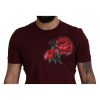 Gorgeous Dolce & Gabbana T-shirt with Bordeaux Roses Motif Print Men – 50 IT