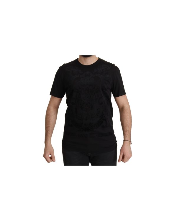 Authentic Dolce & Gabbana Black Baroque Motive T-shirt Men – 52 IT