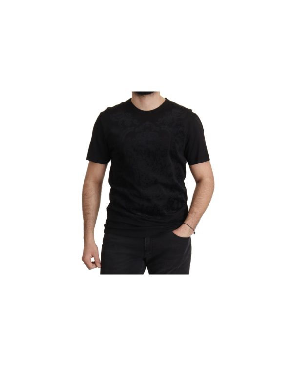 Authentic Dolce & Gabbana Black Baroque Motive T-shirt Men – 52 IT