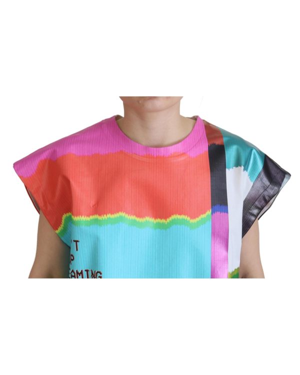 Dolce & Gabbana Sleeveless Blouse with Multicolor TV Print Women – 36 IT