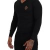 Stunning Dolce & Gabbana V-Neck Sweater with Heart Embroidery 44 IT Men