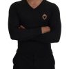 Stunning Dolce & Gabbana V-Neck Sweater with Heart Embroidery 44 IT Men