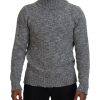 Stunning Gray Long Sleeve Wool-Blend Sweater Men – 46 IT